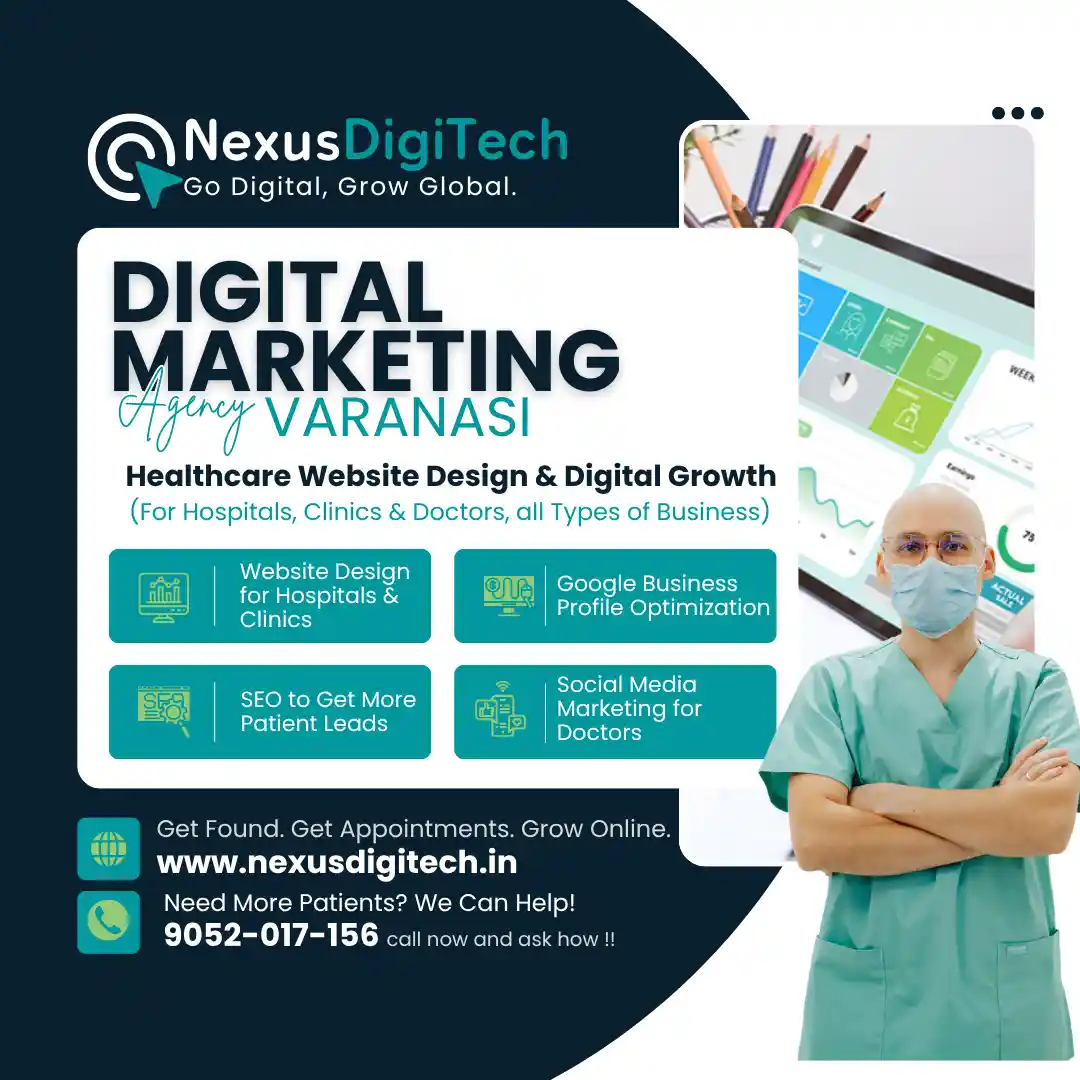 Best medical website design in Varanasi for doctors and multi-speciality hospitals by Nexus DigiTech.