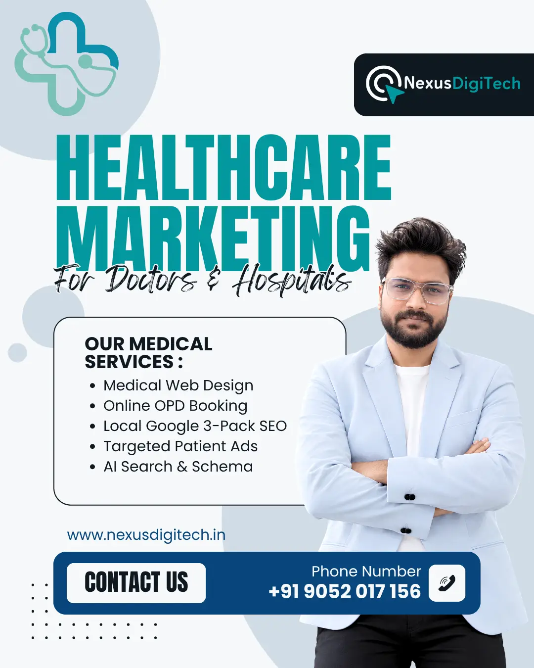 Best digital marketing for healthcare professionals, hospitals, doctors, and clinics by Nexus DigiTech Varanasi.